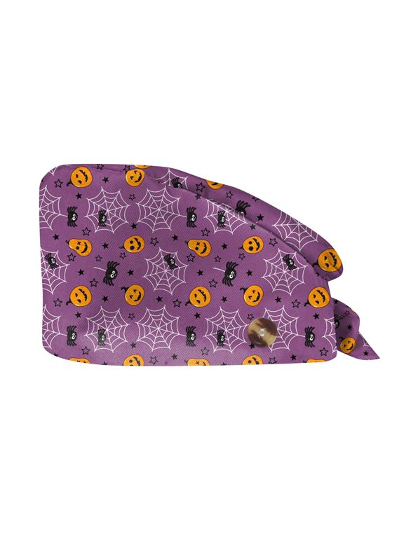 Womans Halloween Scrub Caps, Adjustable Surgical Cap Breathable Cute Design for Nurses and Doctors