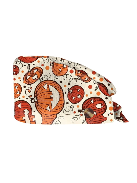 Womans Halloween Scrub Caps, Adjustable Surgical Cap Breathable Cute Design for Nurses and Doctors