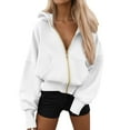 thumbnail image 1 of Womans Hoodies White Zip Up Hoodies Woman Long Sleeve Casual Pullover Hoodie Women's Clothes XL, 1 of 5