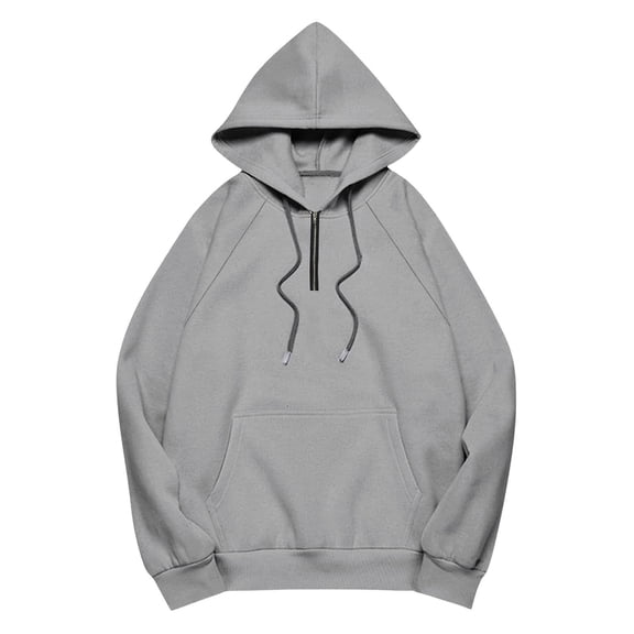 Womans Hoodies Womens Grey Quarter Zip Hoodie Long Sleeve Women's Hoodies Pullover Cozy Hoodie XXL