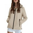 thumbnail image 1 of Womans Jacket Windproof Lightweight Zip Up Softshell Jacket Relaxed Fit Solid Spring Fall Khaki S, 1 of 5