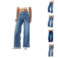 thumbnail image 1 of Womans Jeans 2026 Fashion High Waisted Stretchy Straight Leg Loose Fit Wide Leg Denim Pants with Pockets, 1 of 8