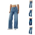 thumbnail image 1 of Womans Jeans 2026 Trendy Stretchy High Waisted Straight Leg Wide Leg Loose Fit Denim Pants with Pockets, 1 of 8
