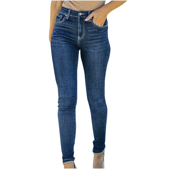 Womans Jeans Pull On Jeans for Women Stretch Women's Spring and Autumn Trousers Slim Fit Stretch Pencil Pants Jeans Denim Trousers