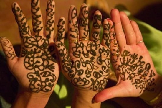 Womans Palm Decorated in Henna Jaipur Rajasthan India Canvas Art - Keren Su DanitaDelimont (36 x 24)