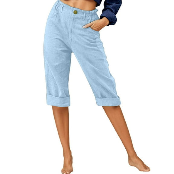 Womans Pants High Waisted Trousers Baggy Pants Capri Slacks Womens Pants Casual Comfy Pants Fashion Clothing