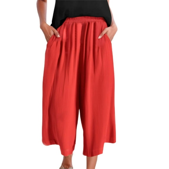 Womans Pants Straight Wide Leg Baggy Red Pant Womens Pants Casual Comfy Work Pants Women Summer Clothes