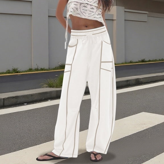 Womans Pants Straight Wide Leg Baggy White Pant Womens Pants Casual Comfy Clothes Flowy Pants for Women