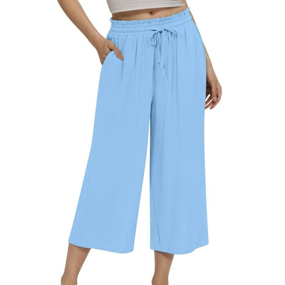 Womans Pants Wide Leg Baggy Pants Capri Pants Casual Outfits Comfy Work Pants Womens Travel Pants