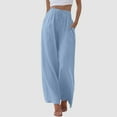 thumbnail image 1 of Womans Pants Wide Leg Dress Pants Baggy Light Blue Pants Women Casual Comfy Work Pants Women's Travel Pants, 1 of 4