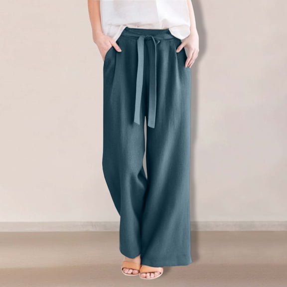 Womans Pants Wide Leg Straight Baggy Blue Pants Womens Pants Casual Comfy Dress Pants Women's Fashion