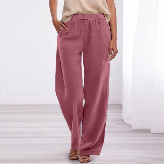 Womans Pants Wide Leg Straight Baggy Red Pants Women Casual Comfy Work Pants Flowy Pants for Women