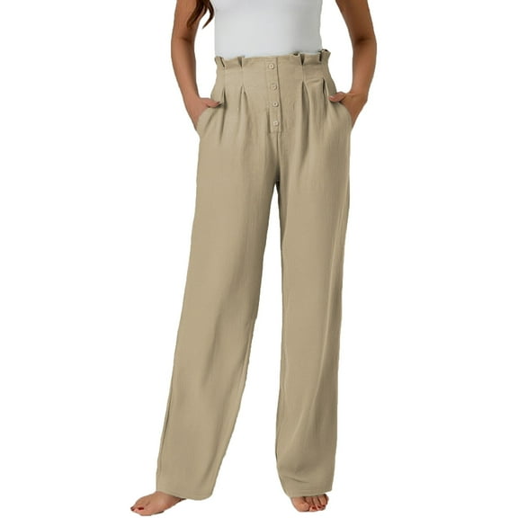 Womans Pants Wide Straight Leg Baggy Beige Pant Womens Pants Casual Comfy Work Pants Woman Clothes