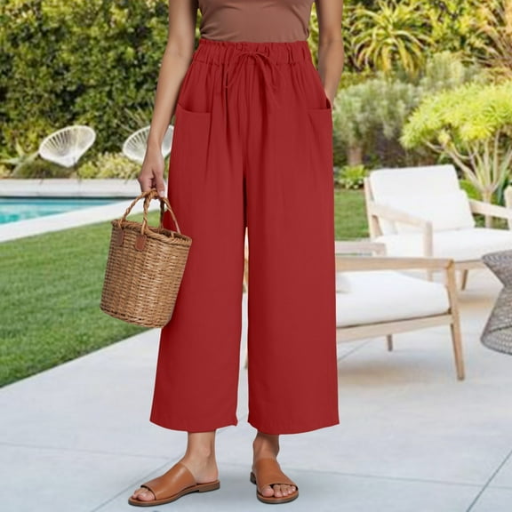 Womans Pants Wide Straight Leg Baggy Red Pants Womens Pants Casual Comfortable Pants Womens Clothing