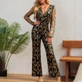 thumbnail image 1 of Womans Pants Women Fashion Slim Bronzed Metal Style Long Sleeve Jumpsuit Evening Dress Straight Leg Women's Pants,Pants Travel Pants Comfortable Work Pants Women, 1 of 4