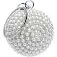 thumbnail image 1 of Womans Round Clutch Ball Crossbody Shoulder Bag Artificial Pearl Purse Ladies Rhinestone Handle Handbag, 1 of 7