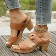 thumbnail image 1 of Womans Sandals Chunky Heel Open Toe Slip-on Round Toe Slides Slippers Comfortable Walking Beach Sandals for Women Dressy Summer 7, 1 of 9