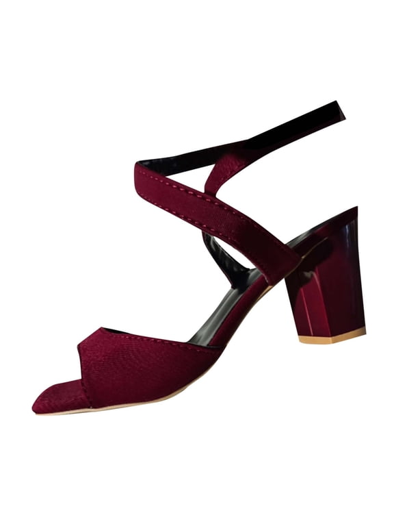 Womans Sandals Oofos Slides for Women Women Sandals Women's Fashionable Casual Versatile Fish Mouth Buckle Spring And Summer High Heel Sandals Red