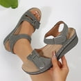 thumbnail image 1 of Womans Sandals Wedge Thick Heel Arch Support Open Toe Ankle Straps Peep Toe Shoes Comfortable Walking Beach Sandals for Women Dressy Summer 8.5, 1 of 9