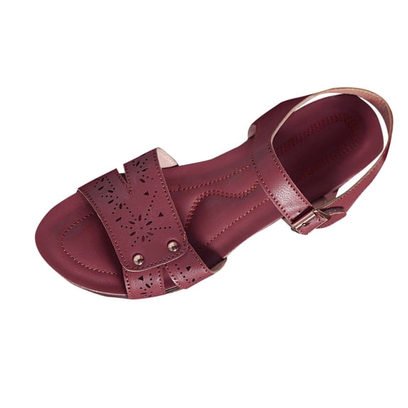 Womans Sandals Women's Fashionable Casual Versatile Round Head Hollow Spring And Summer Thick Heel Sandals Pink