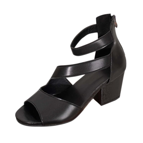 Womans Sandles Oofos Recovery Sandals Women Women Sandles Women's Fashion Casual Versatile Open Toe Spring And Summer Comfortable Rear Zipper High Heel Sandals Black
