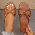thumbnail image 1 of Womans Sandles Women's Versatile Plus-Size Strappy Sandals Spring/Summer Style Trendy Comfortable Heel Open Toe Two-Way Beach Flat Sandals.,Brown,41, 1 of 9