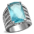 thumbnail image 1 of Womans Silver Aquamarine Ring High polished (no plating) Stainless Steel Ring with Glass in Sea Blue TK1826, 1 of 4