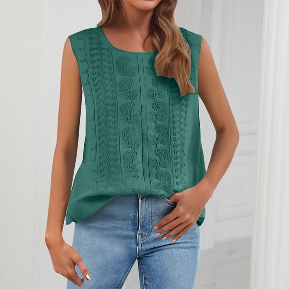 Womans Tank Tops Loose Fit Sleeveless Top - Pleated Cotton Linen Blend, Casual Solid Color Vest Tank
