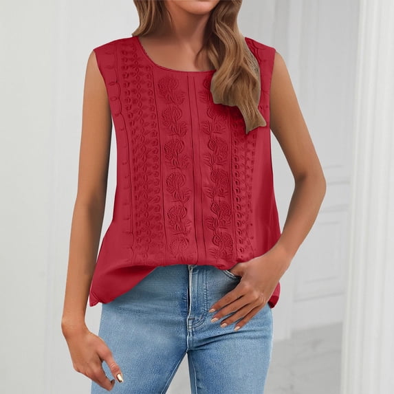 Womans Tank Tops Loose Fit Sleeveless Top - Pleated Cotton Linen Blend, Casual Solid Color Vest Tank