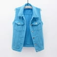 thumbnail image 1 of Womans Tank Tops Loose Fit Woman's Solid Color Sleeveless Denim Shirt Vest Loose Denim Jacket Top Tank Tops Blue, 1 of 9