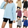 thumbnail image 1 of Womans Tops Plus Size Long Sleeve Crew Neck Solid Color Loose Lightweight Tops & Blouses for Casual Active Outdoor Gifts for Women PinkS, 1 of 9