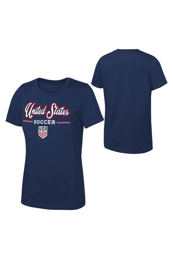 United States Men's National Team USMNT USA Women's Navy Script Logo Tee
