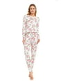 thumbnail image 1 of Womans Ultra Soft Double Brushed Stretch Sleepwear Nightwear Lounge Crew Neck Top and Pants Pajama Set Large, Blush Rose, 1 of 7