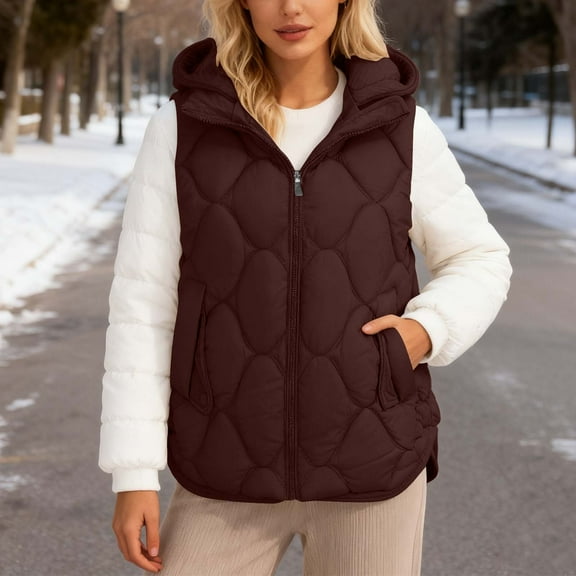 Womans Vests Puffer Vest Zipper Sleeveless Lightweight Vests Women's Winter Clothes cute vest