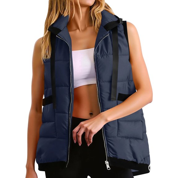 Womans Vests Puffer Vest Zipper Sleeveless Womens Vests Lightweight Women Winter Vest Women's Clothing