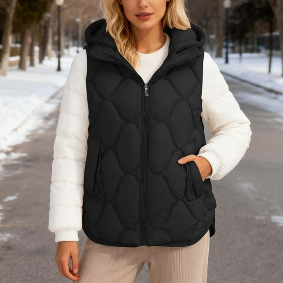 Womans Vests Womens Puffer Vest Zipper Sleeveless Womens Vests Lightweight Womens Fall Vest Womens Vests Fashion Casual