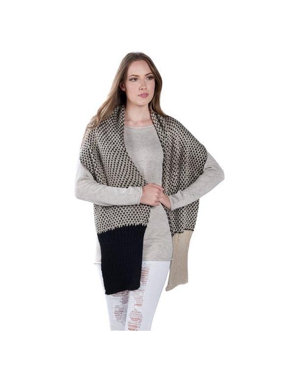 Womans Warm Woolen Weave Sleeve Edge Scarf Wrap Series [Adult Sized 71 inch length]