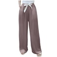 thumbnail image 1 of Womans Wide Leg Pants Lounge Drawstring Elastic Waist Trousers with Pockets Casual Flowy Comfy Loose Pajama Pants, 1 of 2