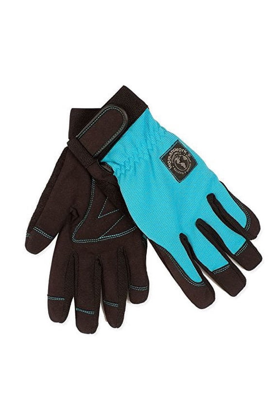508S Stretch Gardening Glove with Micro Suede Palm, Teal Blue, Small