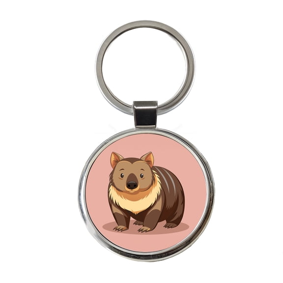 Wombat Australian Animal Cute Metal Round Keychain