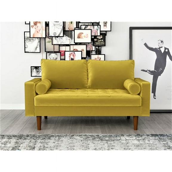 US Pride Furniture Womble 50.3'' Velvet Square Arm Loveseat