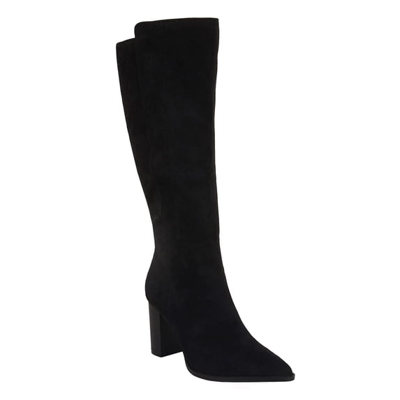 Wome Knee High Boots Wide Calf Stacked Block Heel Pointed Toe Riding Boots