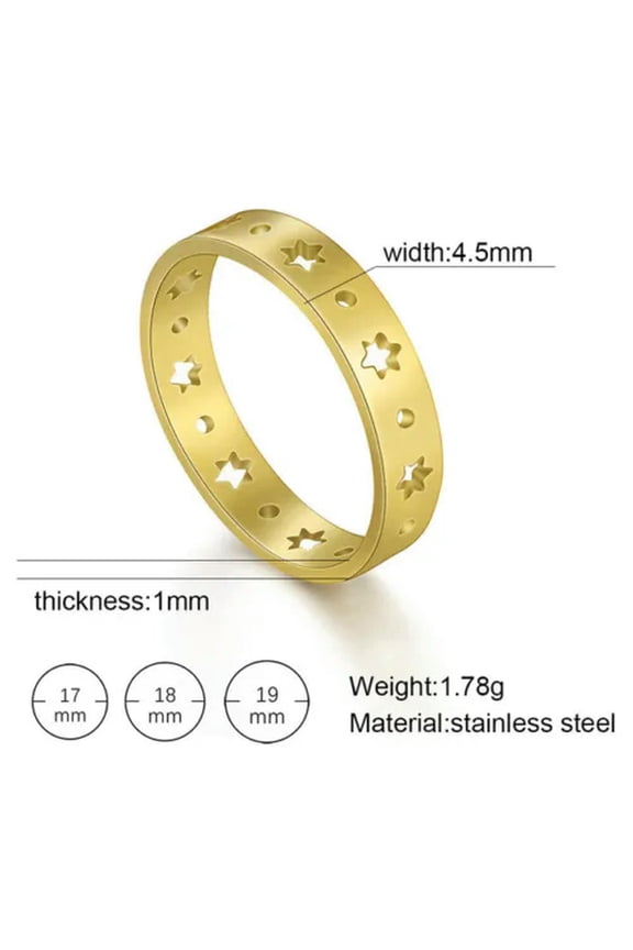Wome's Ring Hollow Pentagram Stars Stainless Steel Rings Jewelry Gifts