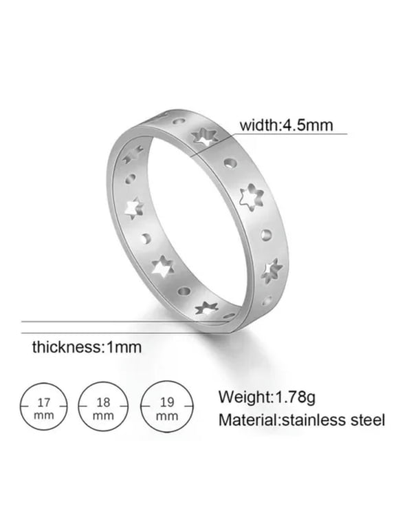 Wome's Ring Hollow Pentagram Stars Stainless Steel Rings Jewelry Gifts