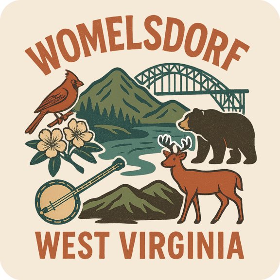 Womelsdorf West Virginia Keepsakes Souvenir Vinyl Sticker – Destination Travel Keepsake Collectible (4-Inches Wide)