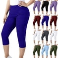 thumbnail image 1 of Womem's 25"shorts Plus Size Activewear Ribbed Yoga Leggings Solid Color Stretch Elastic Waistband Summer Beach Vacation Clothes, 1 of 7