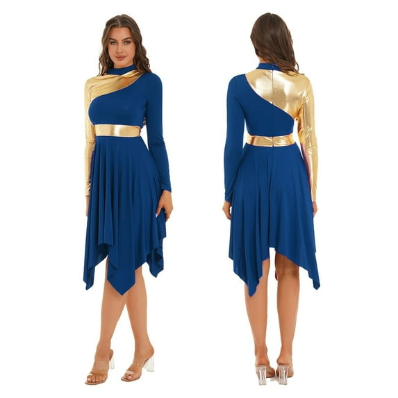 Womems Lyrical White Long Sleeve Praise Dance Dress Liturgical Tunic Church Worship