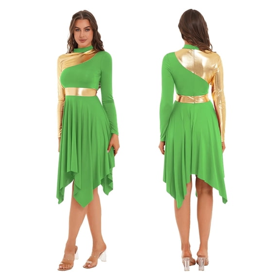 Womems Lyrical White Long Sleeve Praise Dance Dress Liturgical Tunic Church Worship