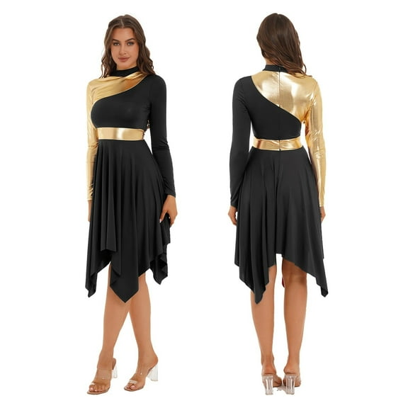 Womems Lyrical White Long Sleeve Praise Dance Dress Liturgical Tunic Church Worship