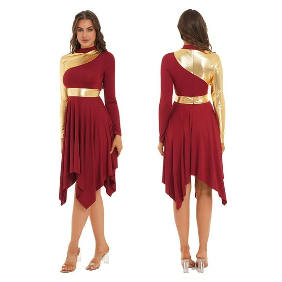 Womems Lyrical White Long Sleeve Praise Dance Dress Liturgical Tunic Church Worship